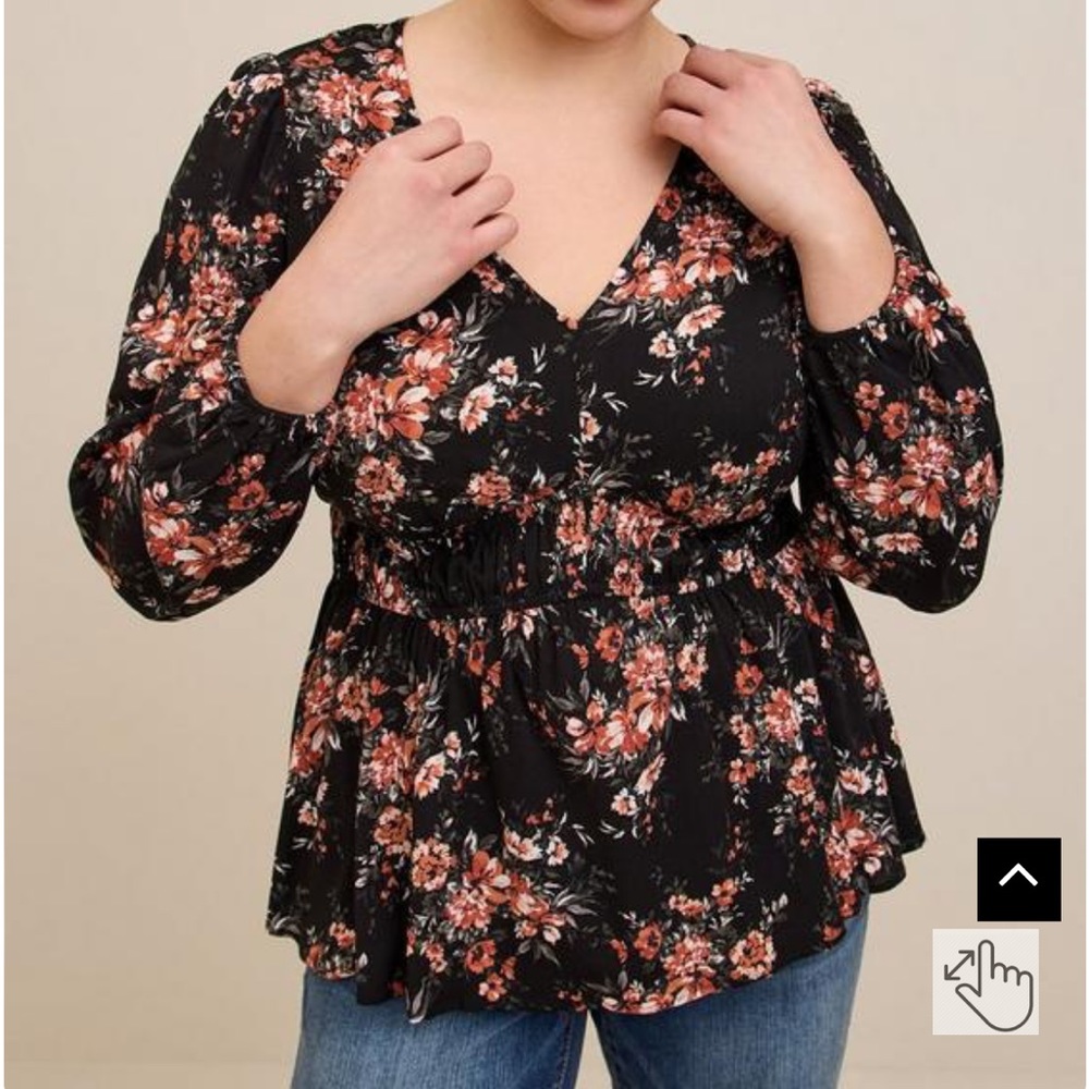 Torrid Rayon Slub Smocked Waist Top